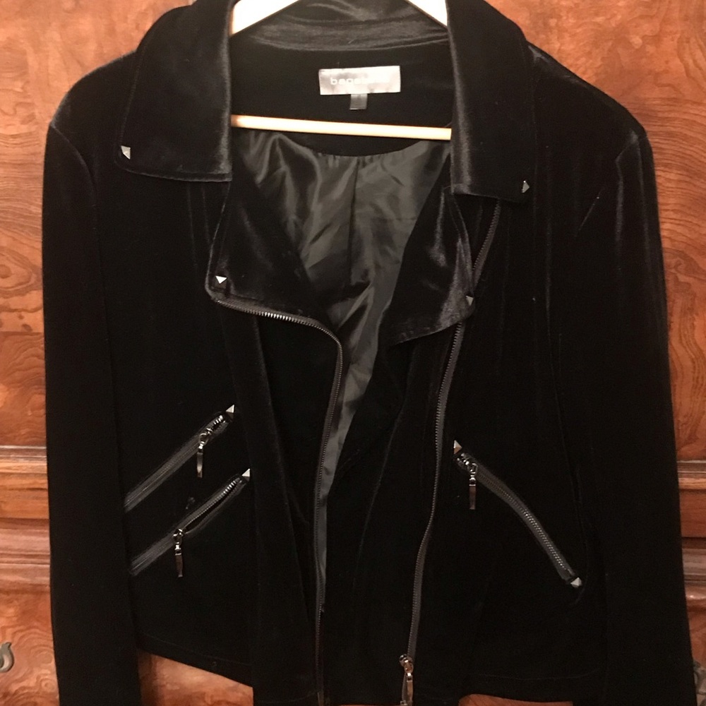 Velvet like biker jacket